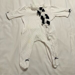 Little Me White and Black Polka Dot Baby Footies 6M